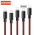 适用于 iPhone 12 11 Pro Max Xr X 8 Plus 2.4A 快速充电电缆的 5 件装 USB 电缆适用于 7 6 5S SE iPad 数据 USB 充电器 iPhone 电缆