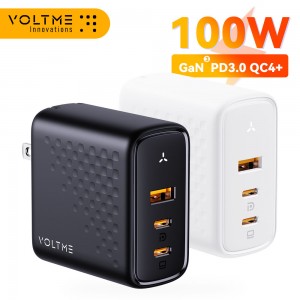 VOLTME USB 充电器 100W GaN 充电器，适用于 Macbook 平板电脑，适用于 iPhone 快速充电 小米 USB C 型 PD 充电，适用于 iPhone 13 12 11